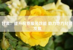 甘肃：提升税费服务效能 助力地方经济发展