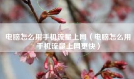 电脑怎么用手机流量上网（电脑怎么用手机流量上网更快）