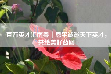百万英才汇南粤｜恩平诚邀天下英才，共绘美好蓝图